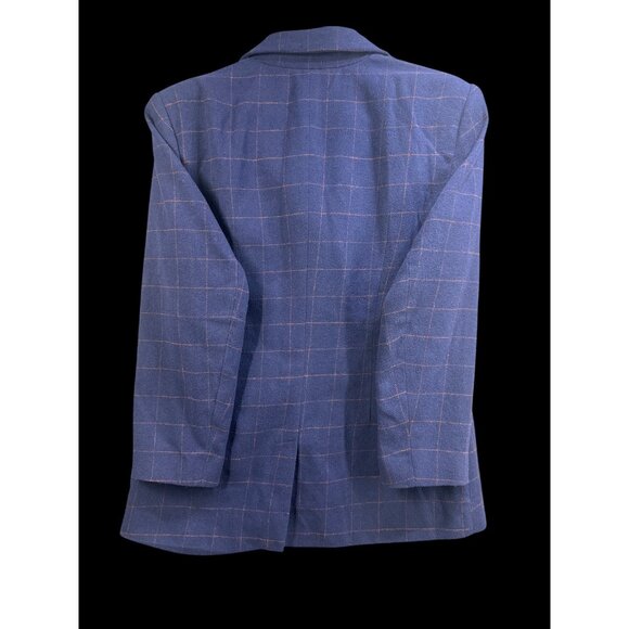 Future Collective Womens Blazer Size S Plaid Blue Poly-Wool Blend - Picture 6 of 6